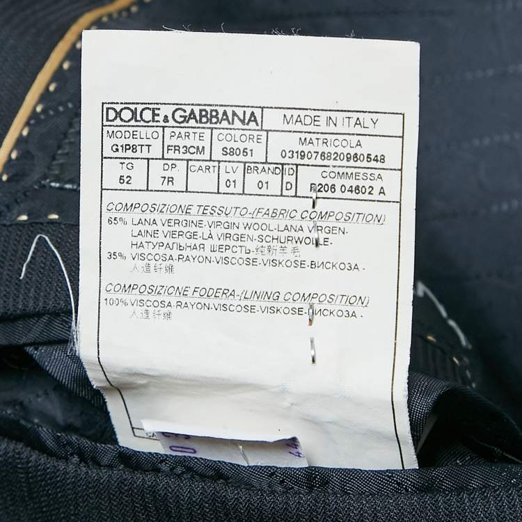 Pre Owned Dolce & Gabbana Gold Navy Blue Pinstripe Virgin Wool Suit XL