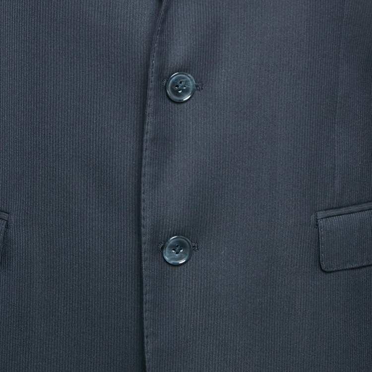 Pre Owned Dolce & Gabbana Gold Navy Blue Pinstripe Virgin Wool Suit XL
