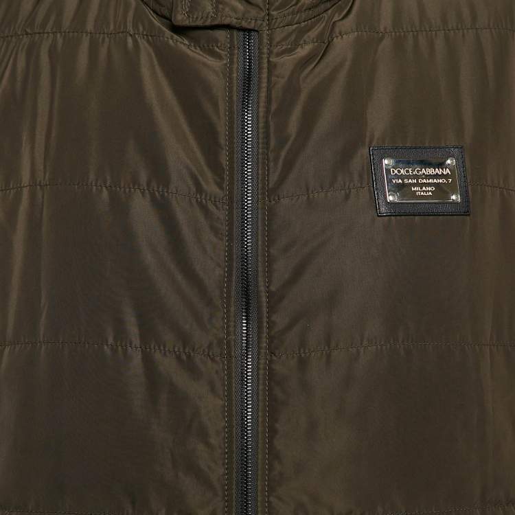 Pre Owned Dolce & Gabbana Green Synthetic Hooded Vest XXL