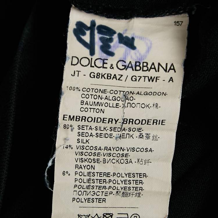 Pre Owned Dolce & Gabbana Black DG Embroidered Jersey T-Shirt XL