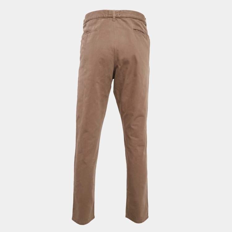 Pre Owned Dolce & Gabbana Brown Herringbone Cotton Pants XL