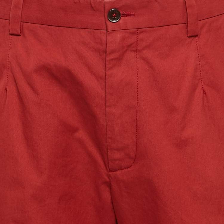 Pre Owned Dolce & Gabbanna Red Cotton Straight Leg Pants XXL