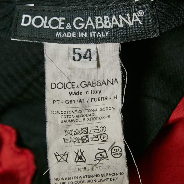 Pre Owned Dolce & Gabbanna Red Cotton Straight Leg Pants XXL