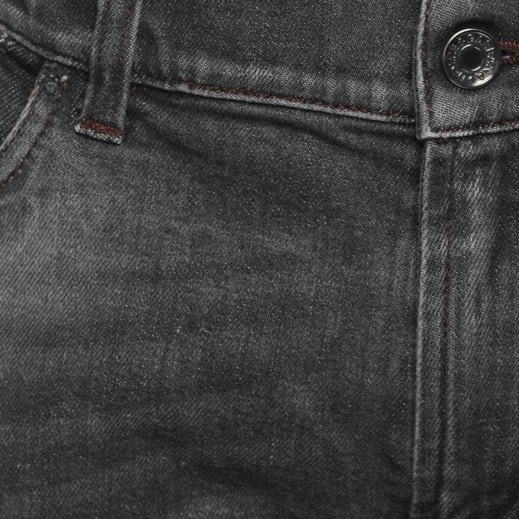 Pre Owned Dolce & Gabbana Charcoal Grey Distressed Denim Fit 14 Stretch Jeans L