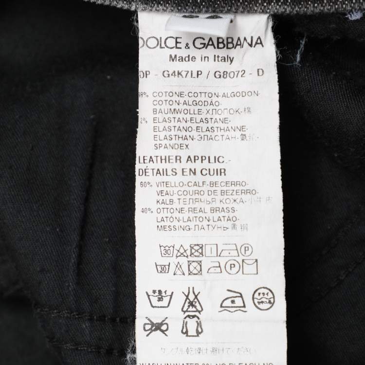 Pre Owned Dolce & Gabbana Charcoal Grey Distressed Denim Fit 14 Stretch Jeans L