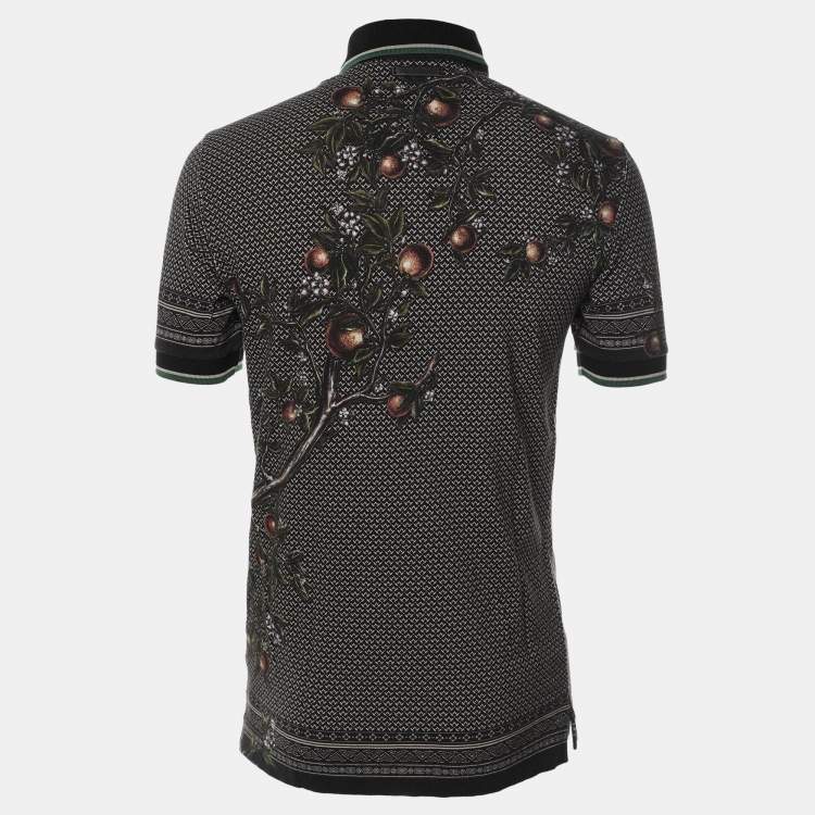 Pre Owned Dolce & Gabbana Multicolor Peacock Print Cotton Polo Shirt XS