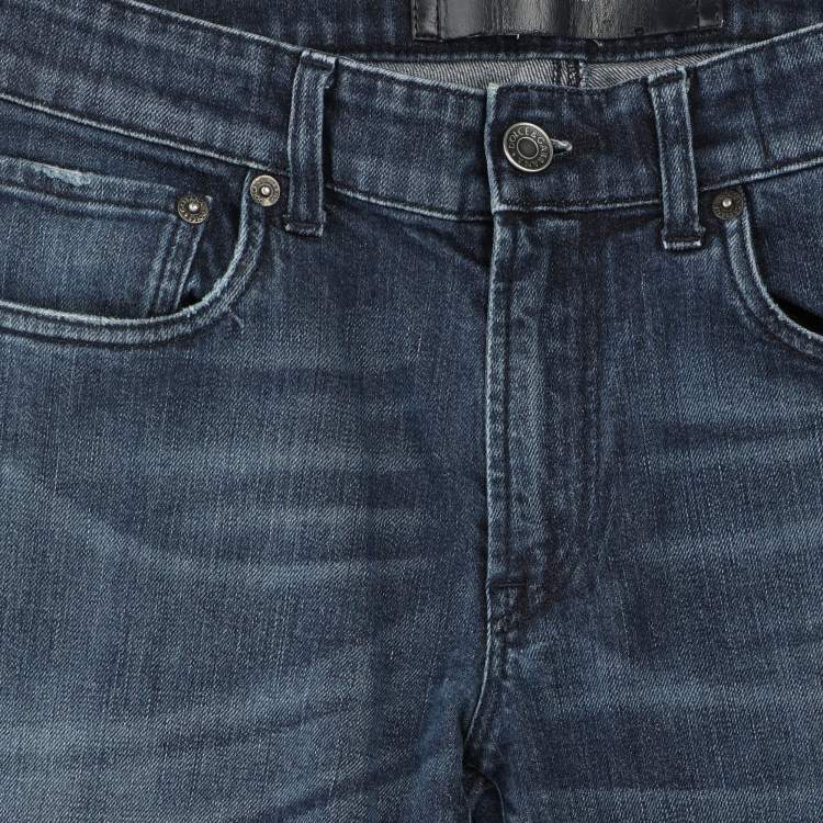 Pre Owned Dolce & Gabbana Blue Cotton Plaque Jeans XS