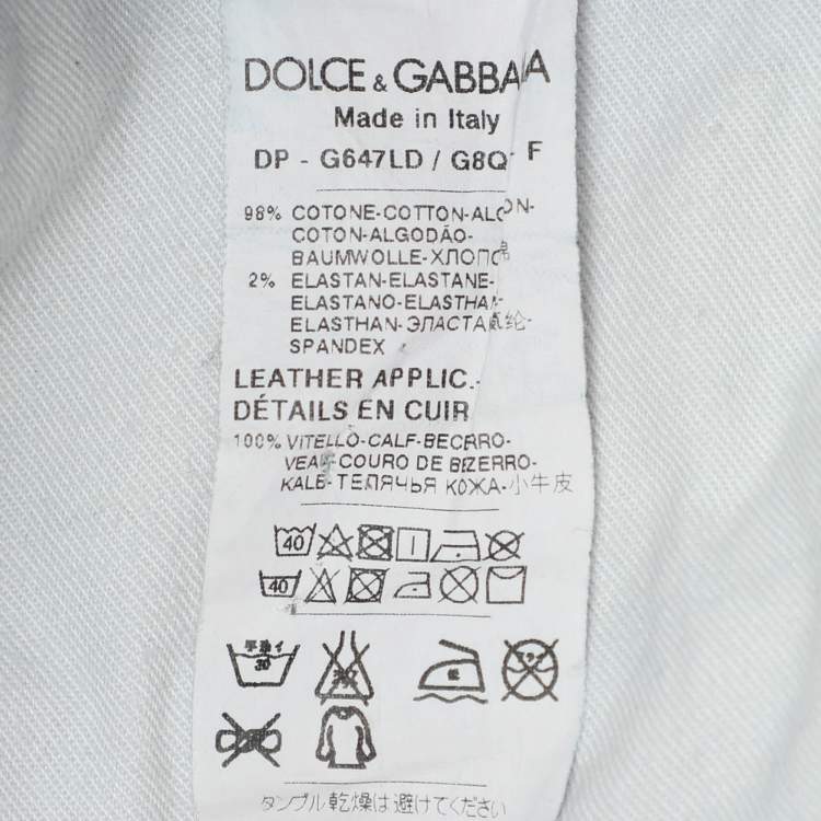 Pre Owned Dolce & Gabbana Blue Cotton Plaque Jeans XS