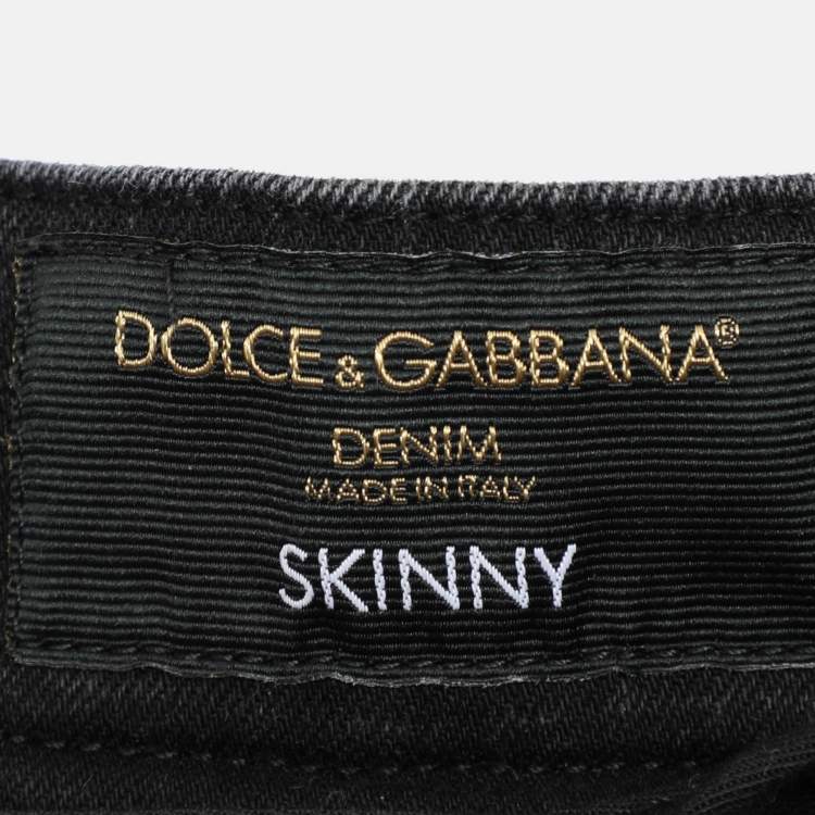 مملوكة مسبقًا Dolce & Gabbana Black Cotton Ripped Skinny Jeans S