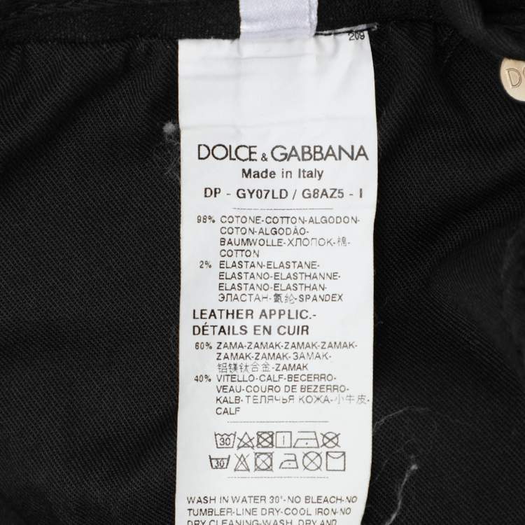 مملوكة مسبقًا Dolce & Gabbana Black Cotton Ripped Skinny Jeans S