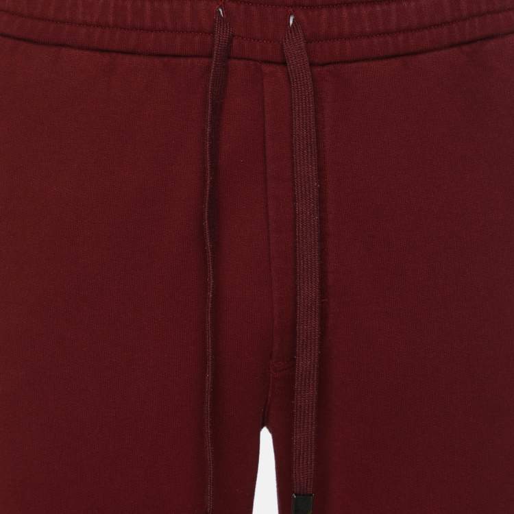 Pre Owned Dolce & Gabbana Burgundy Cotton Drawstring Track Pants XS