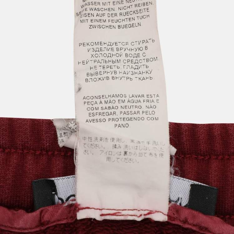 Pre Owned Dolce & Gabbana Burgundy Cotton Drawstring Track Pants XS