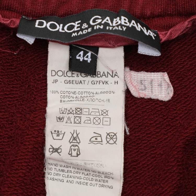 Pre Owned Dolce & Gabbana Burgundy Cotton Drawstring Track Pants XS