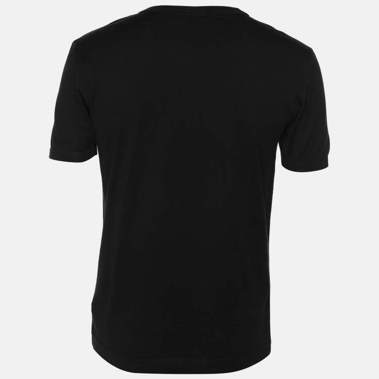 Pre Owned Dolce & Gabbana Black Cotton  Flock Logo  T-Shirts XS