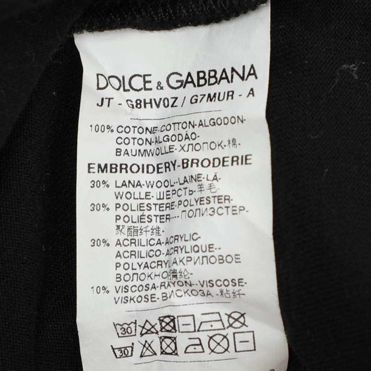 Pre Owned Dolce & Gabbana Black Cotton  Flock Logo  T-Shirts XS