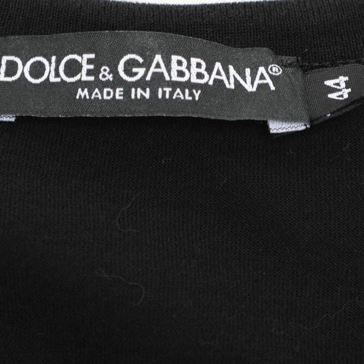 Pre Owned Dolce & Gabbana Black Cotton  Flock Logo  T-Shirts XS