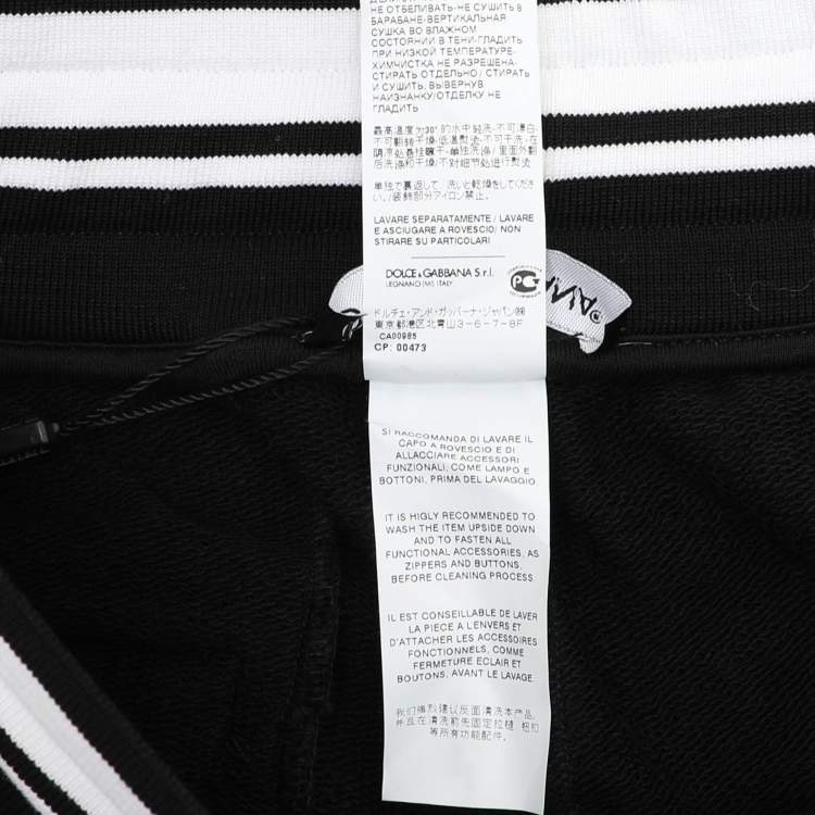 Pre Owned Dolce & Gabbana Black Cotton Heart Embroidered  Drawstring Shorts S