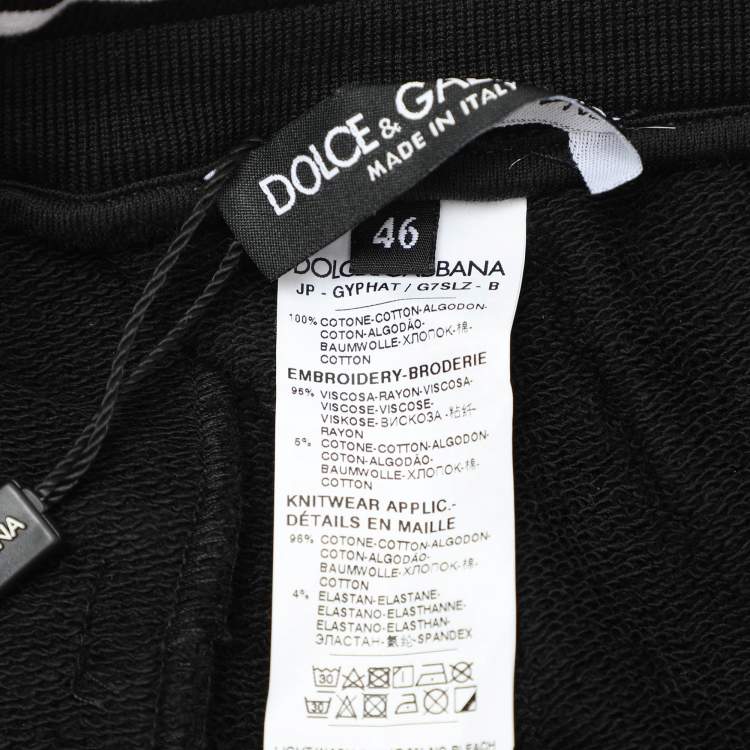 Pre Owned Dolce & Gabbana Black Cotton Heart Embroidered  Drawstring Shorts S