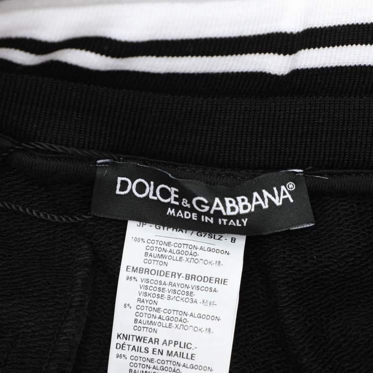 Pre Owned Dolce & Gabbana Black Cotton Heart Embroidered  Drawstring Shorts S