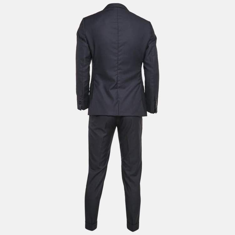 Pre Owned Dolce & Gabbana Navy Blue Wool Sartoria Pants Suit XXS