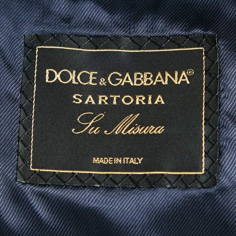 Pre Owned Dolce & Gabbana Navy Blue Stripe Wool Sartoria Tailored Pants Suit XXS