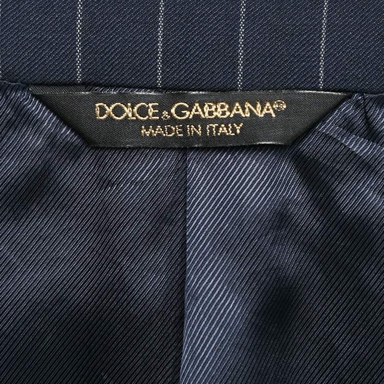 Pre Owned Dolce & Gabbana Navy Blue Stripe Wool Sartoria Tailored Pants Suit XXS