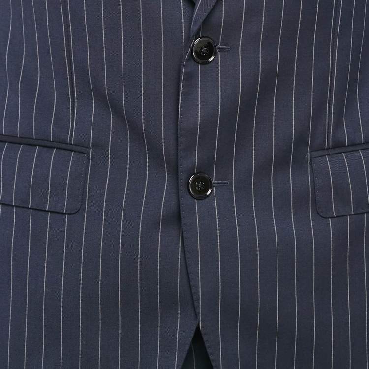 Pre Owned Dolce & Gabbana Navy Blue Stripe Wool Sartoria Tailored Pants Suit XXS