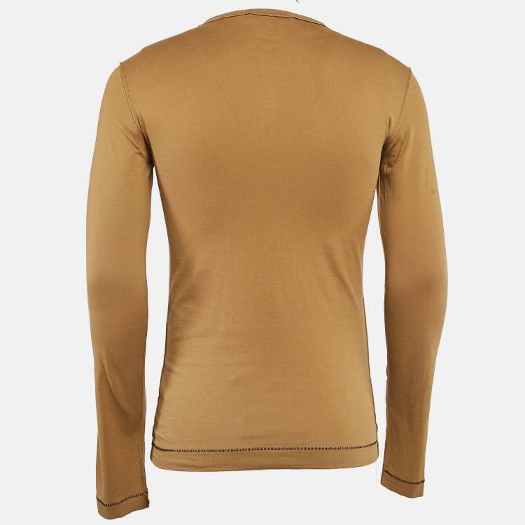 Pre Owned Dolce & Gabbana Brown Jersey Long Sleeve T-Shirt XS