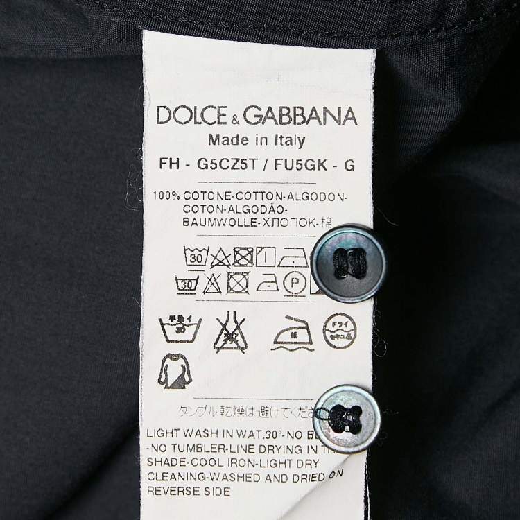 Pre Owned Dolce & Gabbana Gold Navy Blue Cotton Long Sleeve Shirt L