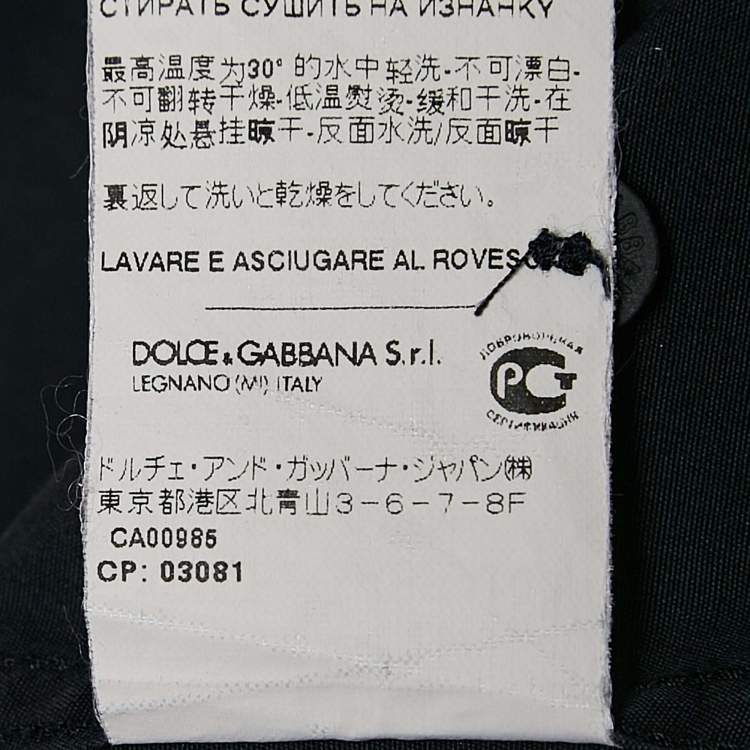 Pre Owned Dolce & Gabbana Gold Navy Blue Cotton Long Sleeve Shirt L
