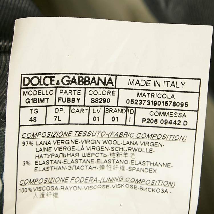 Pre Owned Dolce & Gabbana Grey Wool Tailored Pants Suit M