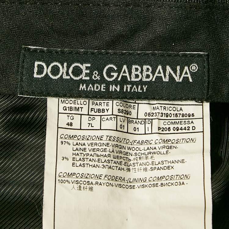 Pre Owned Dolce & Gabbana Grey Wool Tailored Pants Suit M