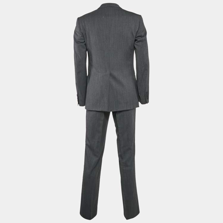 Pre Owned Dolce & Gabbana Grey Wool Tailored Pants Suit M