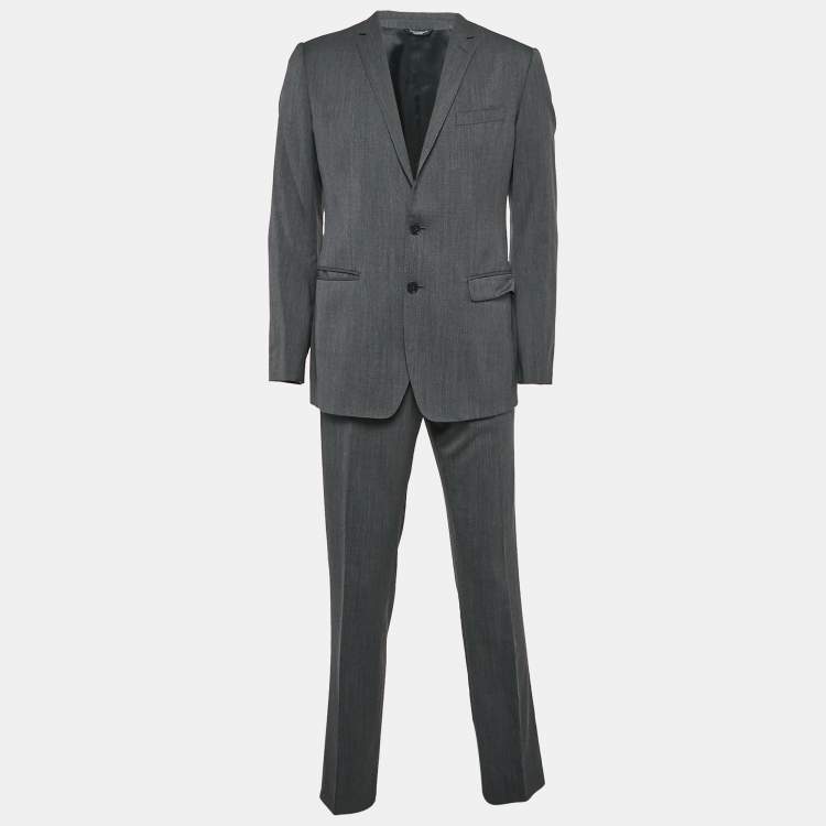 Pre Owned Dolce & Gabbana Grey Wool Tailored Pants Suit M