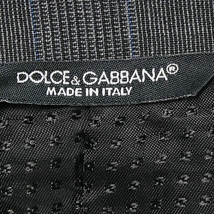 Pre Owned Dolce & Gabbana Grey Plaid Wool Tailored 3 pc Suit Set L