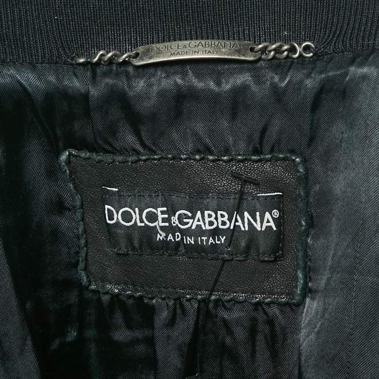 Pre Owned Dolce & Gabbana Black Leather Zip-Up Jacket M