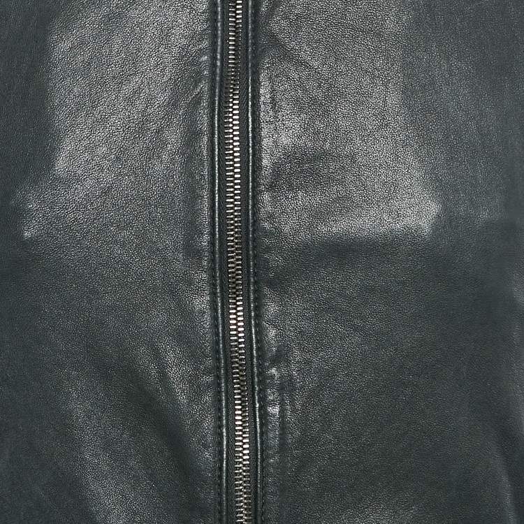 Pre Owned Dolce & Gabbana Black Leather Zip-Up Jacket M