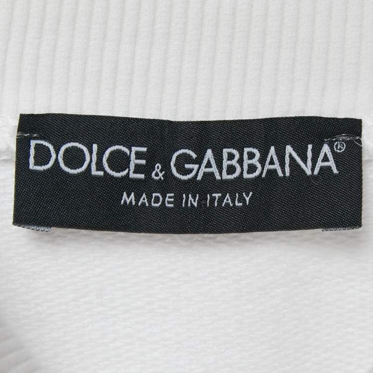Pre Owned Dolce & Gabbana White Logo Plaque Jersey Side Strip Detail Jacket XL