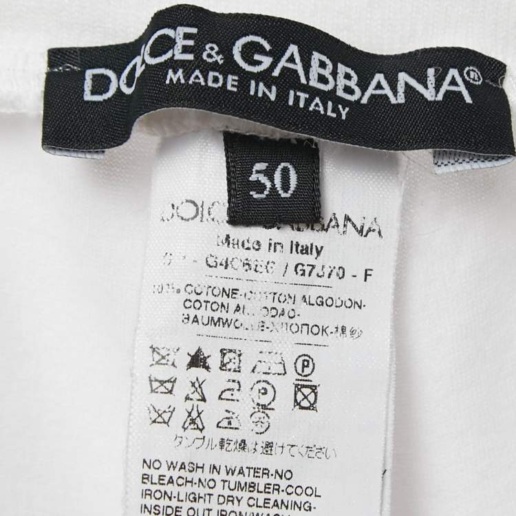 Pre Owned Dolce & Gabbana White Logo Plaque Jersey Side Strip Detail Pants L