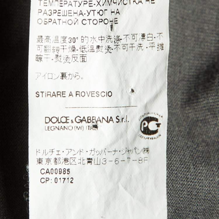 مملوكة مسبقًا Dolce & Gabbana Charcoal Grey Flock Print Cotton T-Shirt L