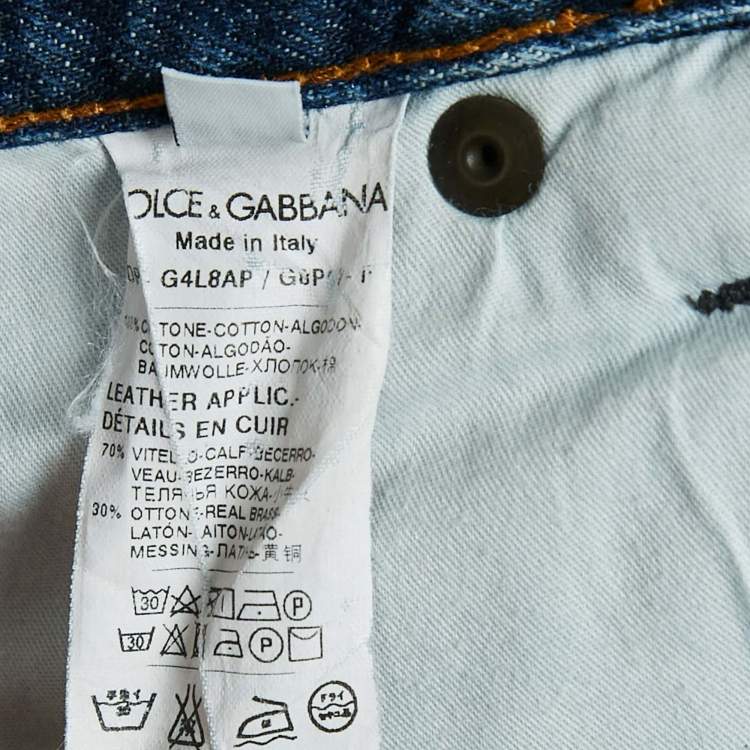 Pre Owned Dolce & Gabbana Blue Faded Denim Distressed Jeans M Waist 34"