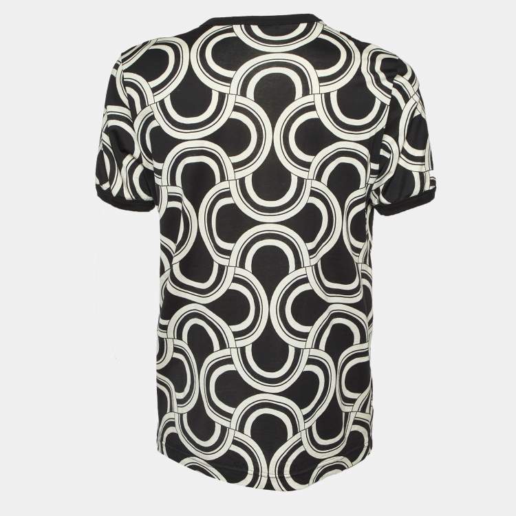 مملوكة مسبقًا Dolce & Gabbana Black Printed Cotton Round Neck T-Shirt XXL