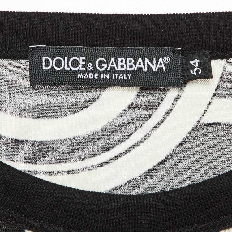 مملوكة مسبقًا Dolce & Gabbana Black Printed Cotton Round Neck T-Shirt XXL