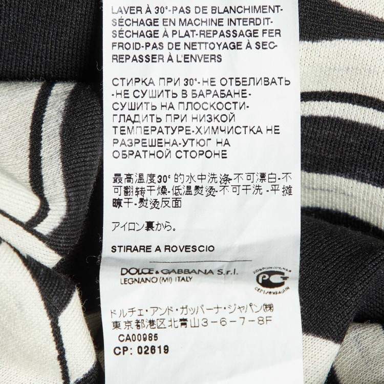 مملوكة مسبقًا Dolce & Gabbana Black Printed Cotton Round Neck T-Shirt XXL