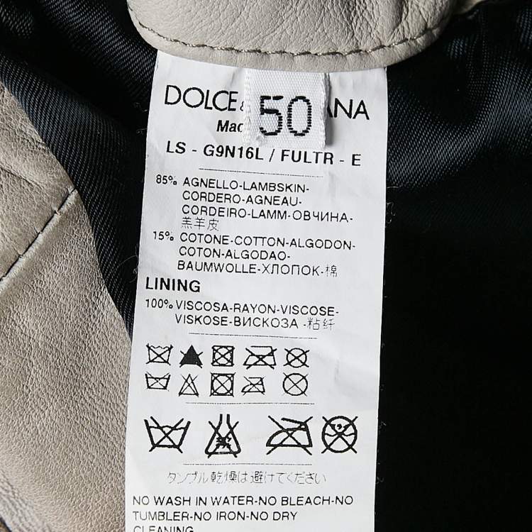 Pre Owned Dolce & Gabbana Green Leather Zip-Up Bomber Jacket L