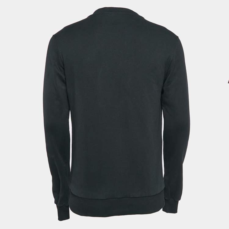 Pre Owned Dolce & Gabbana Black Cotton Logo Patch Detail Sweatshirt M