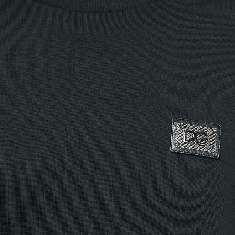 Pre Owned Dolce & Gabbana Black Cotton Logo Patch Detail Sweatshirt M