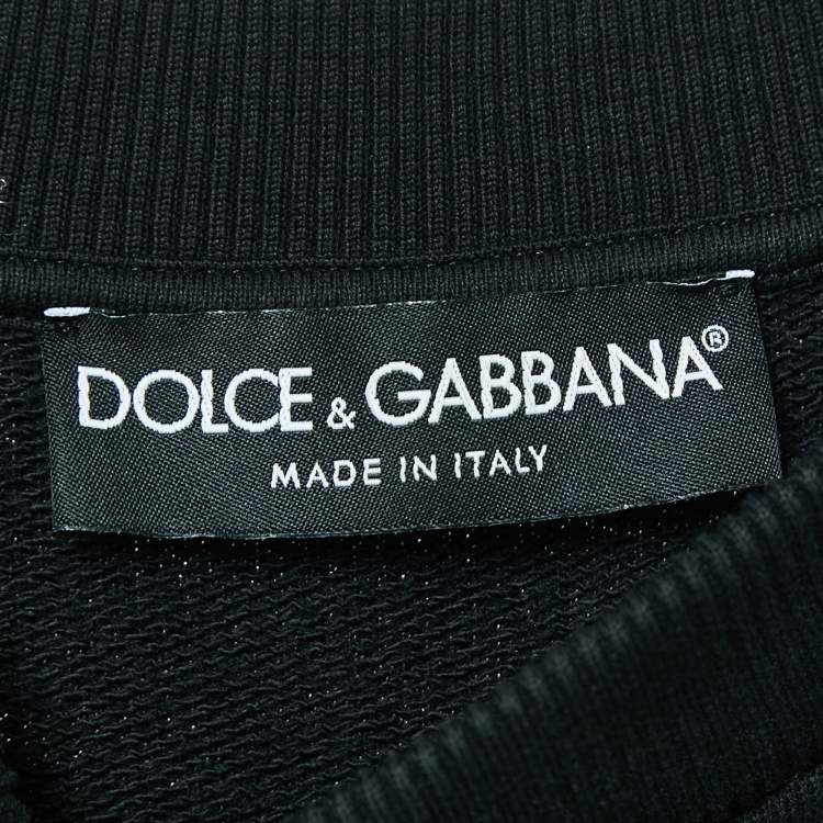 Pre Owned Dolce & Gabbana Black Cotton Logo Patch Detail Sweatshirt M