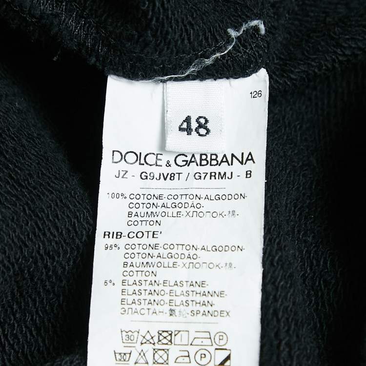 Pre Owned Dolce & Gabbana Black Cotton Logo Patch Detail Sweatshirt M
