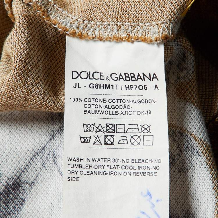 مملوكة مسبقًا Dolce & Gabbana Brown Crown Print Cotton Pique Polo 3XL